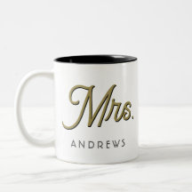 Mrs Modern Black Script Personalized Wedding