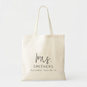 Mrs Modern Black Script Wedding Bachelorette Tote Bag (Voorkant)