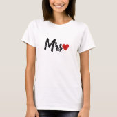 Mrs. Modern Black Script Women Red Heart T-Shirt (Voorkant)