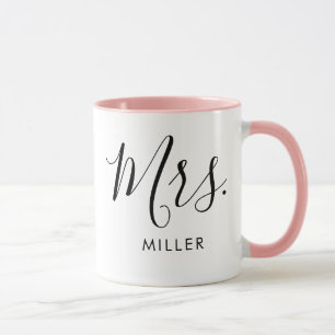 Mrs Modern Elegant Script Monogram Wedding Mok