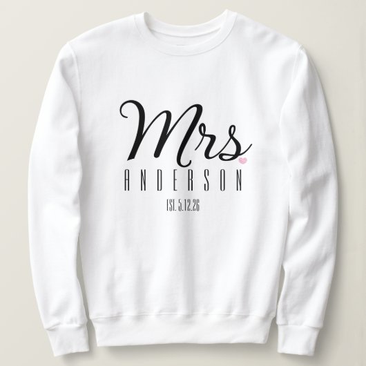 Mrs Modern Script Custom Wedding Date Newlywed  Trui (Design voorkant)