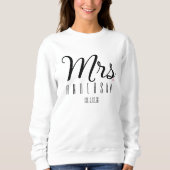 Mrs Modern Script Custom Wedding Date Newlywed  Trui (Voorkant)