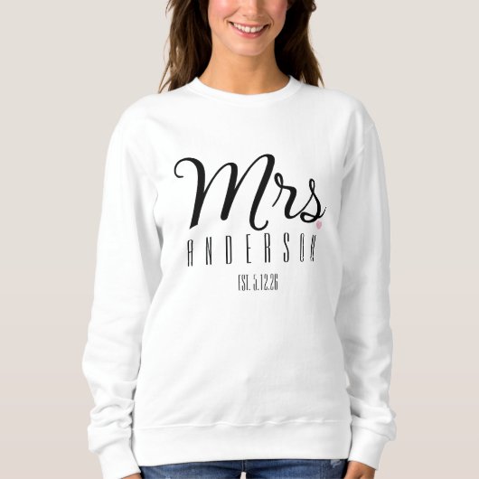 Mrs Modern Script Custom Wedding Date Newlywed Trui (Voorkant)