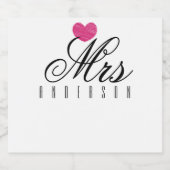 Mrs Modern Script Custom Wedding Sparkling Wijnetiket (Enkel label)