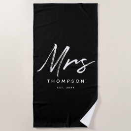 Mrs. Modern Zwart Wit Minimalistisch Schrift Strandlaken