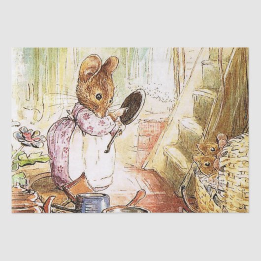 "Mrs Mouse Cleans Pots and Pans" van Beatrix Potte Tissuepapier (Voorkant)