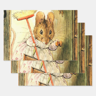 "Mrs Mouse Sweeps the Dollhouse" van Beatrix Potte Inpakpapier Vel