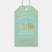 MRS & MRS BRUILOFT DANK U gouden confetti munt Cadeaulabel (Voorkant)