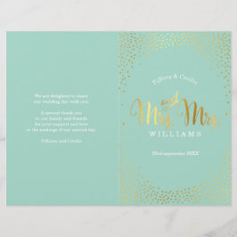 MRS & MRS BRUILOFT PROGRAMMA gouden confetti munt