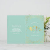 MRS & MRS BRUILOFT PROGRAMMA gouden confetti munt (Staand voorkant)