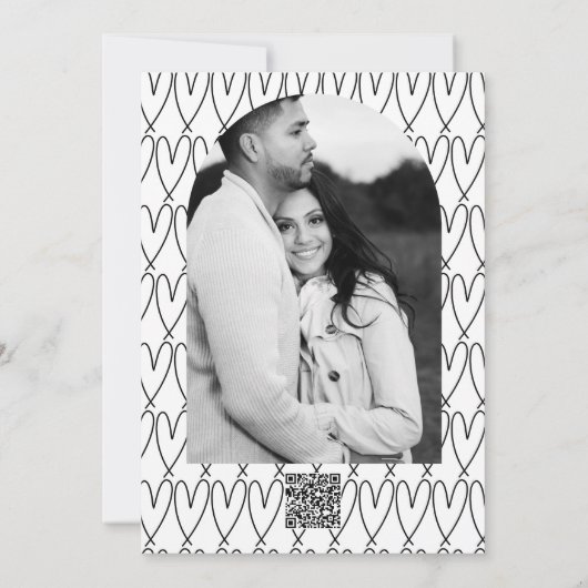 Mrs & Mrs Cake & Hearts Zwart Wit Verloving Kaart (Achterkant)