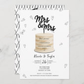 Mrs & Mrs Cake & Hearts Zwart Wit Verloving Kaart (Voorkant / Achterkant)
