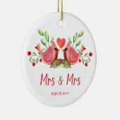 Mrs. & Mrs. Cardinaal Lovevogels gepersonaliseerd Keramisch Ornament (Rechts)
