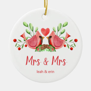 Mrs. & Mrs. Cardinaal Lovevogels gepersonaliseerd Keramisch Ornament