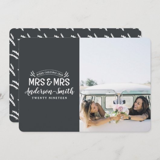 Mrs. & Mrs. Christmas huwelijksaankondiging Feestdagenkaart (Voorkant / Achterkant)