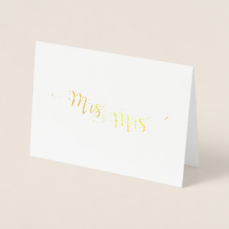 Mrs & Mrs Etched Gold Foil Wenskaart Folie Kaarten