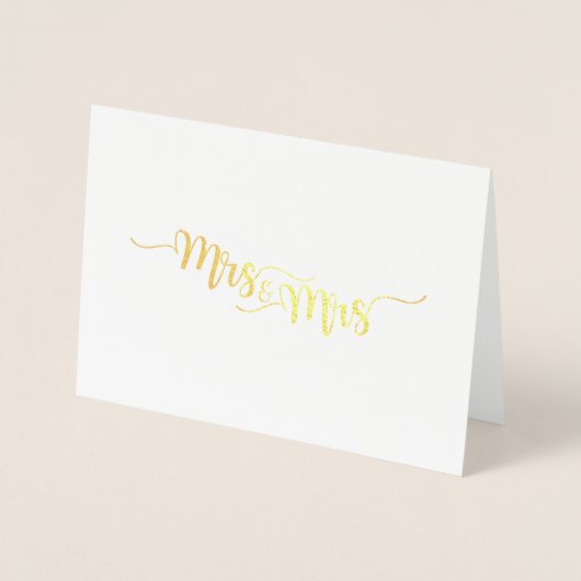 Mrs & Mrs Etched Gold Foil Wenskaart Folie Kaarten (Voorkant)