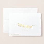 Mrs & Mrs Etched Gold Foil Wenskaart Folie Kaarten (Met envelop)