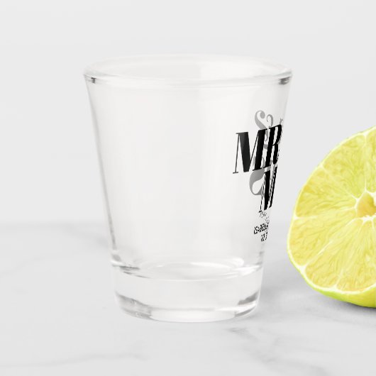 Mrs & Mrs Gepersonaliseerde Wedding Shot Glas Favo (Links)