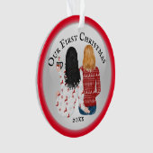 Mrs. & Mrs.-koppel eerste kerstfoto romantisch Ornament (voorkant)