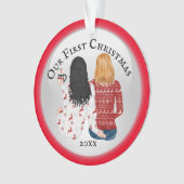 Mrs. & Mrs.-koppel eerste kerstfoto romantisch Ornament (voorkant)