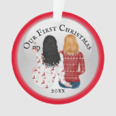 Mrs. & Mrs.-koppel eerste kerstfoto romantisch Ornament (voorkant)