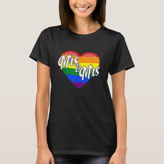 Mrs & Mrs Lesbian Gay LGBTQ Pride Month Support Gr T-shirt (Voorkant)