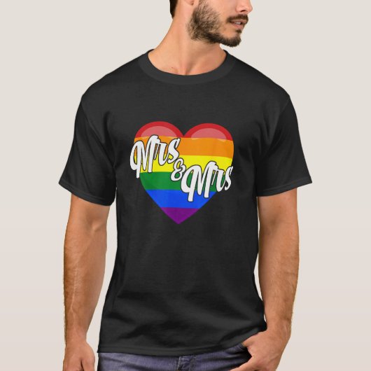 Mrs & Mrs Lesbian Gay LGBTQ Pride Month Support Gr T-shirt (Voorkant)