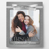 Mrs. & Mrs. Lesbian Gay Wedding Silver Foto Lijst Fotoplaat (Voorkant)
