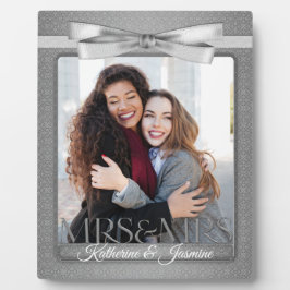 Mrs. & Mrs. Lesbian Gay Wedding Silver Foto Lijst Fotoplaat