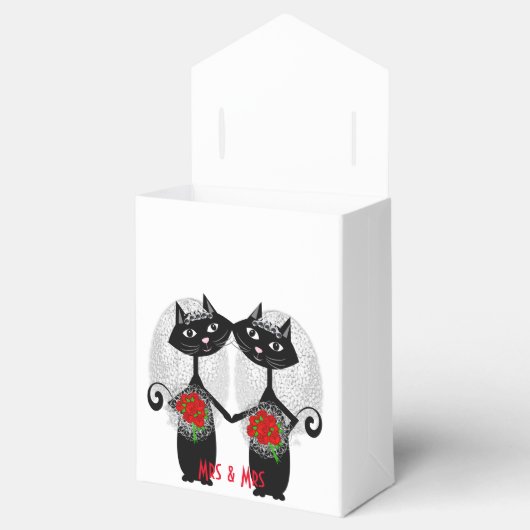 Mrs + Mrs Lesbisch Huwelijk Kat Schattige Bruiden Bedankdoosjes (Geopend)
