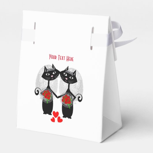 Mrs + Mrs Lesbisch Huwelijk Kat Schattige Bruiden Bedankdoosjes (Achterkant)