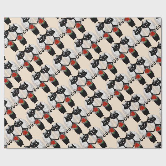 Mrs + Mrs Lesbisch Huwelijk Kat Schattige Bruiden  Cadeaupapier (Vlak)