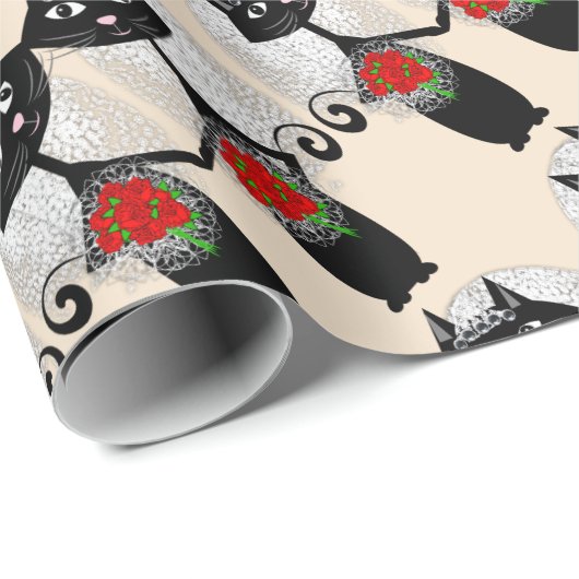 Mrs + Mrs Lesbisch Huwelijk Kat Schattige Bruiden  Cadeaupapier (Rol Hoek)