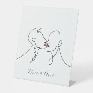 Mrs & Mrs Lesbisch Paar Line Art Reclamebord Met Voetstuk