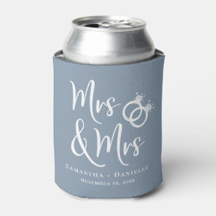 Mrs & Mrs Lesbisch Stoffig Blauw Huwelijksgunst Blikjeskoeler