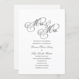 Mrs & Mrs | Lesbische bruiloft uitnodigen Kaart