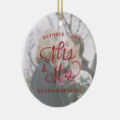 Mrs & Mrs Pas getrouwd Getrouwd Foto Keramisch Ornament (Rechts)