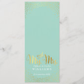 MRS & MRS RECEPTIE DINER MENU Gouden confetti munt (Voorkant)