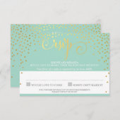 MRS & MRS RSVP ANTWOORD RUSTIEK goud confetti mint (Voorkant / Achterkant)