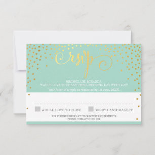 MRS & MRS RSVP ANTWOORD RUSTIEK goud confetti mint