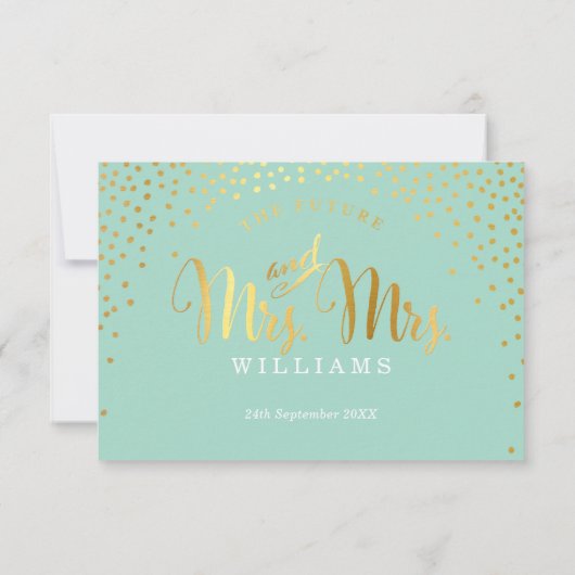 MRS & MRS RSVP ANTWOORD stijlvol goud confetti min (Achterkant)