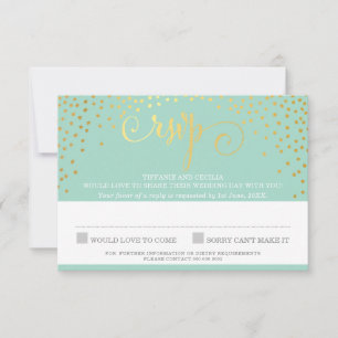 MRS & MRS RSVP ANTWOORD stijlvol goud confetti min