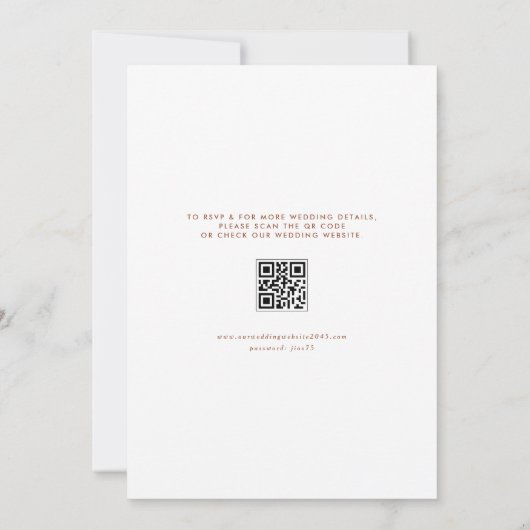 Mrs & Mrs Rustic Script Terracotta QR Code Wedding Kaart (Achterkant)