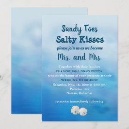 Mrs & Mrs Sandy Toes Bruiloft Nodig zand dollars u Kaart