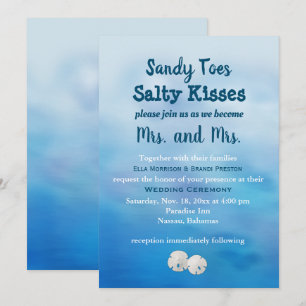 Mrs & Mrs Sandy Toes Bruiloft Nodig zand dollars u Kaart