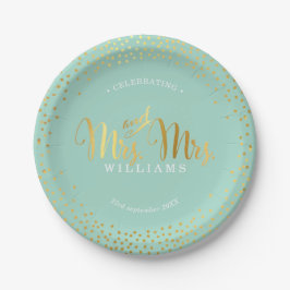 MRS & MRS STIJLVOLLE TROUWTAFEL confetti gouden mu Papieren Bordje