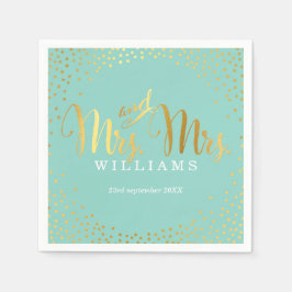MRS & MRS STIJLVOLLE TROUWTAFEL confetti gouden mu Servetten