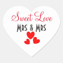 Mrs + Mrs Sweet Love Red Hearts gepersonaliseerd