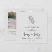 MRS & MRS Wedding Black Fancy Minimalist Branches Bedankkaart (Voorkant / Achterkant)
